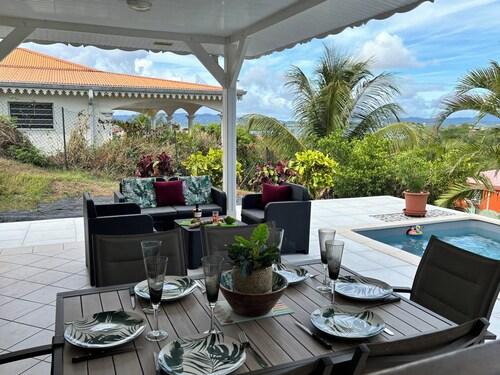 Family-Friendly Villa Cerise with a Pool and Ocean View