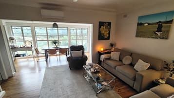 Smart TV, fireplace, video games, DVD player