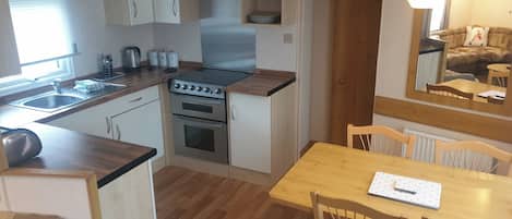 Fridge, microwave, oven