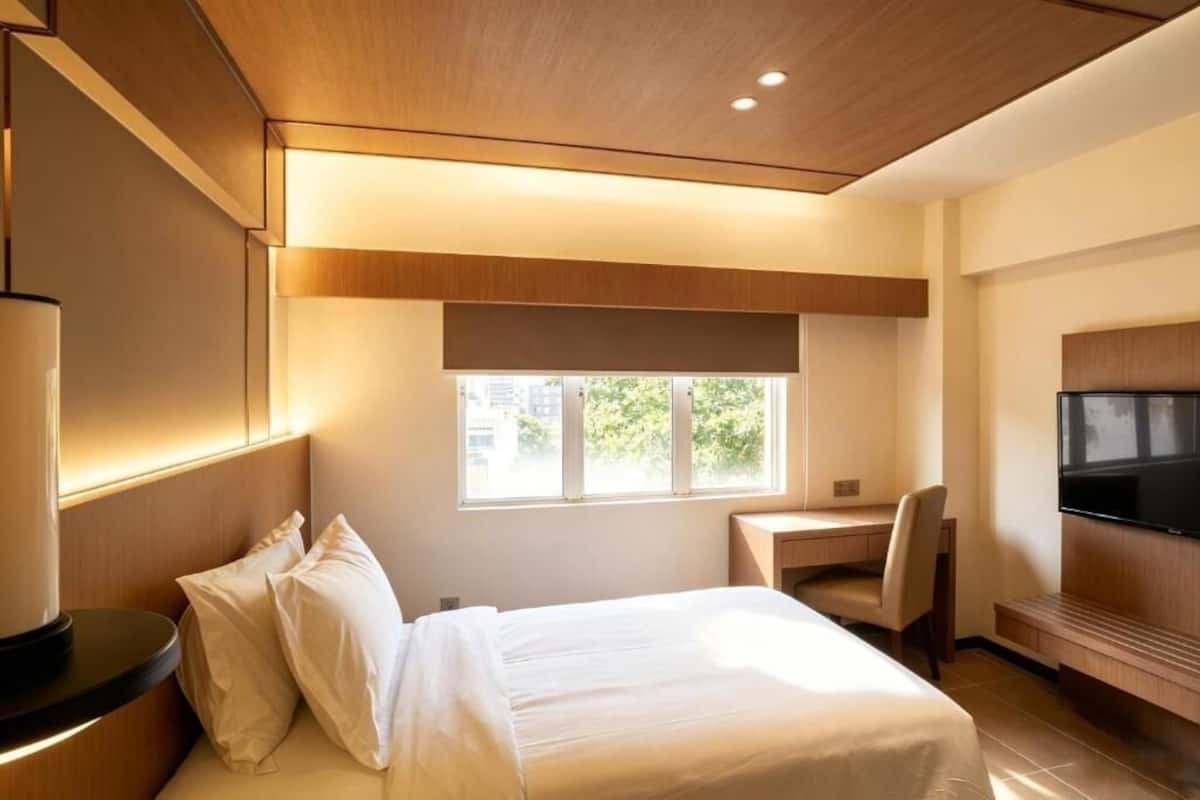 Quarto solteiro luxo, vista para a cidade | Cortinas blackout, ferros/tábuas de passar roupa, Wi-Fi de cortesia