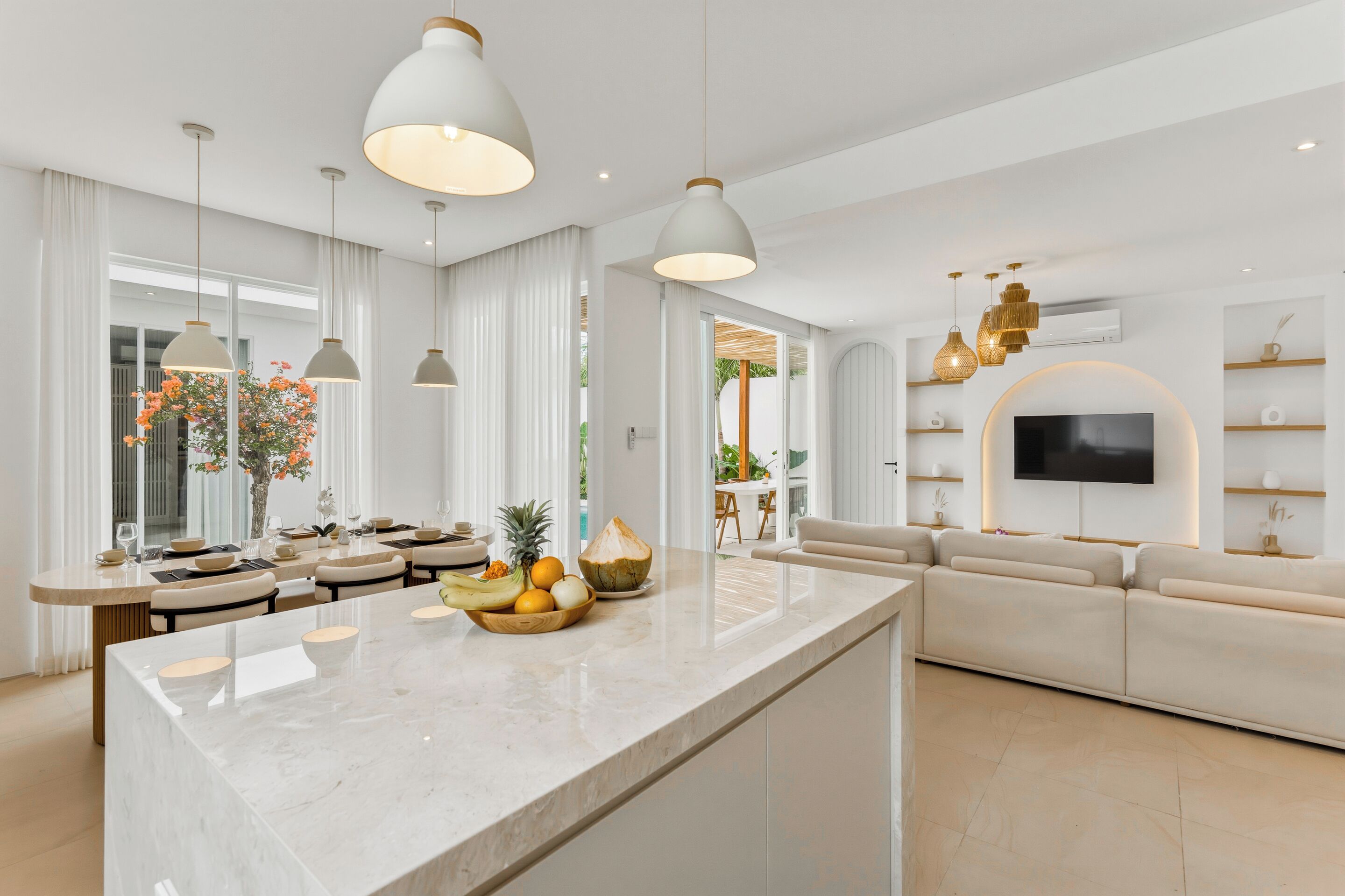 Villa, 2 Bedrooms, Private Pool, Pool View | Living room | 53-inch Smart TV with cable channels