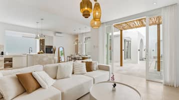 Villa, 2 Bedrooms, Private Pool, Pool View | Living room | 53-inch Smart TV with cable channels