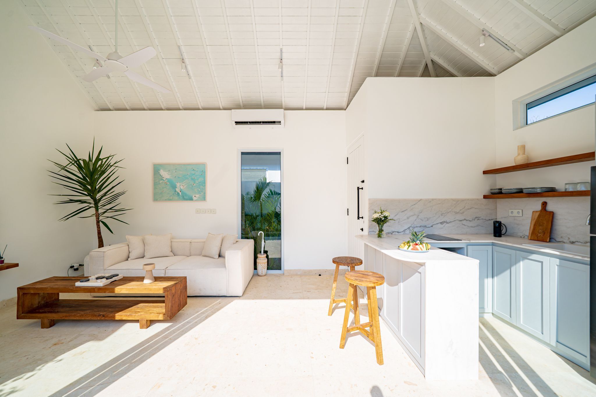 Deluxe Villa, 1 Bedroom, Patio, Pool View | Living area | 43-inch TV with cable channels