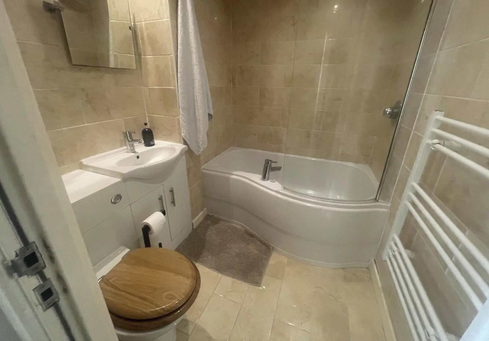 Towels, soap, toilet paper