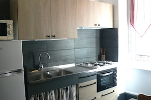 Kühlschrank, Mikrowelle, Ofen, Herdplatte
