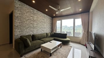 Appartement, vue sur la montagne | Aire de séjour