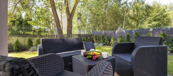 Air-conditioned Apartment with a Garden | 2 Bedrooms | Workspace