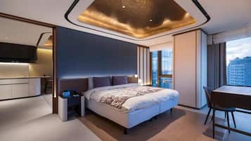 In-room safe, desk, laptop workspace, blackout drapes