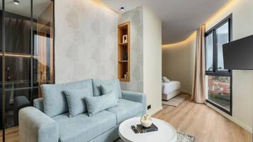 Standaard studio suite, uitzicht op de stad | Woonruimte