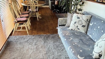 Cabin, 3 Bedrooms, Smoking, Balcony | Living area | Books