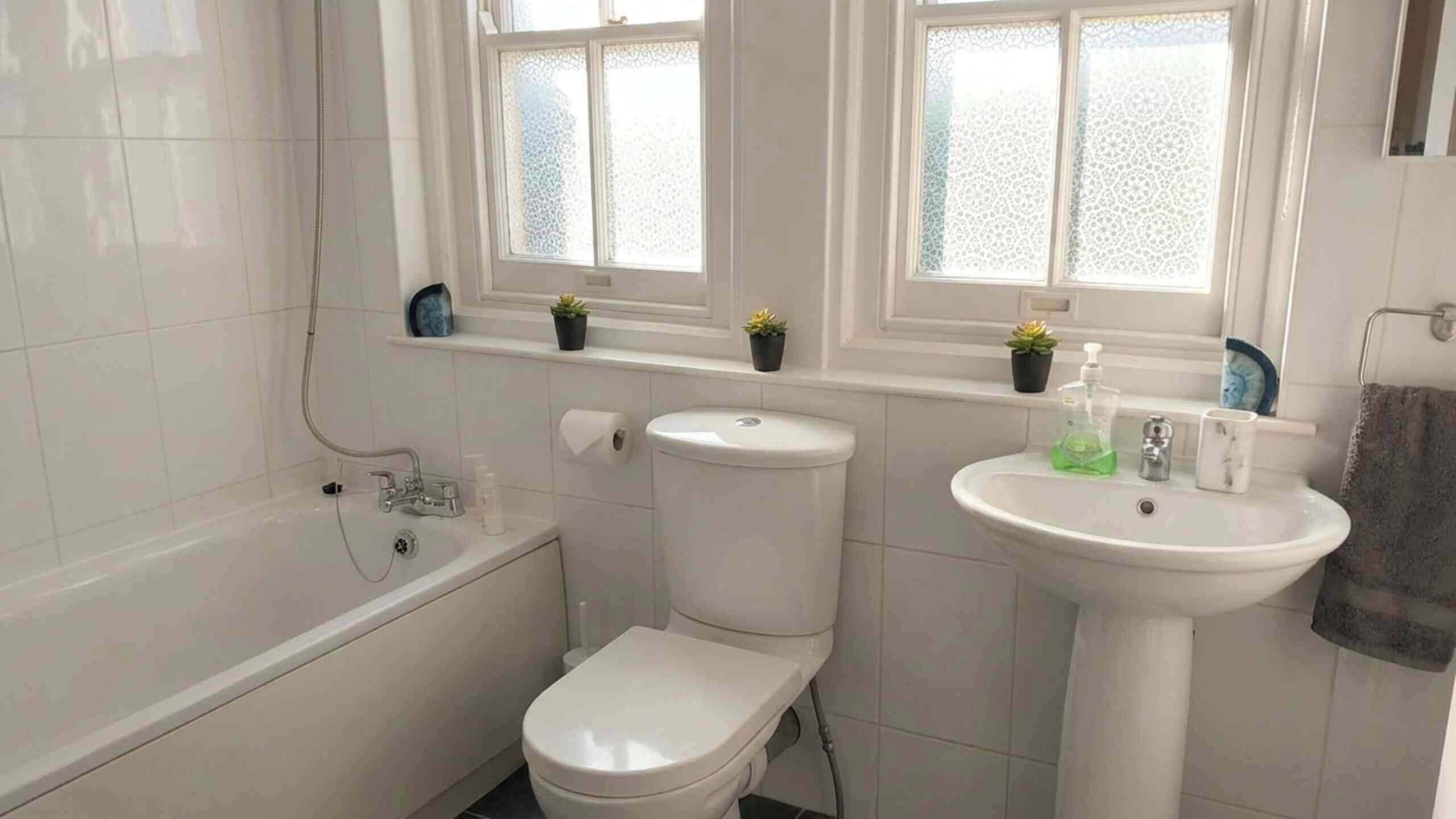 Separate bathtub and shower, deep-soaking bathtub