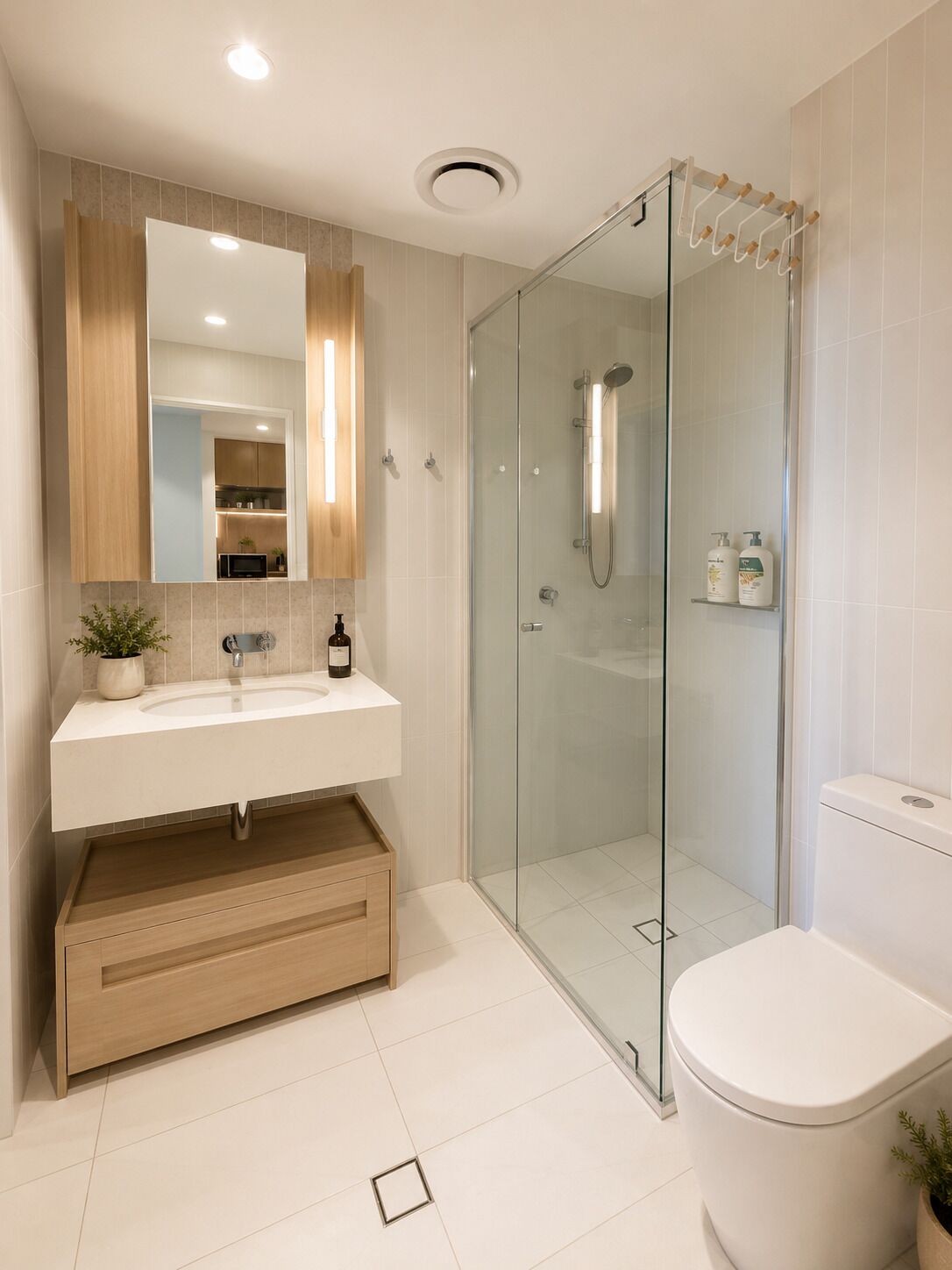 Hair dryer, towels, toilet paper