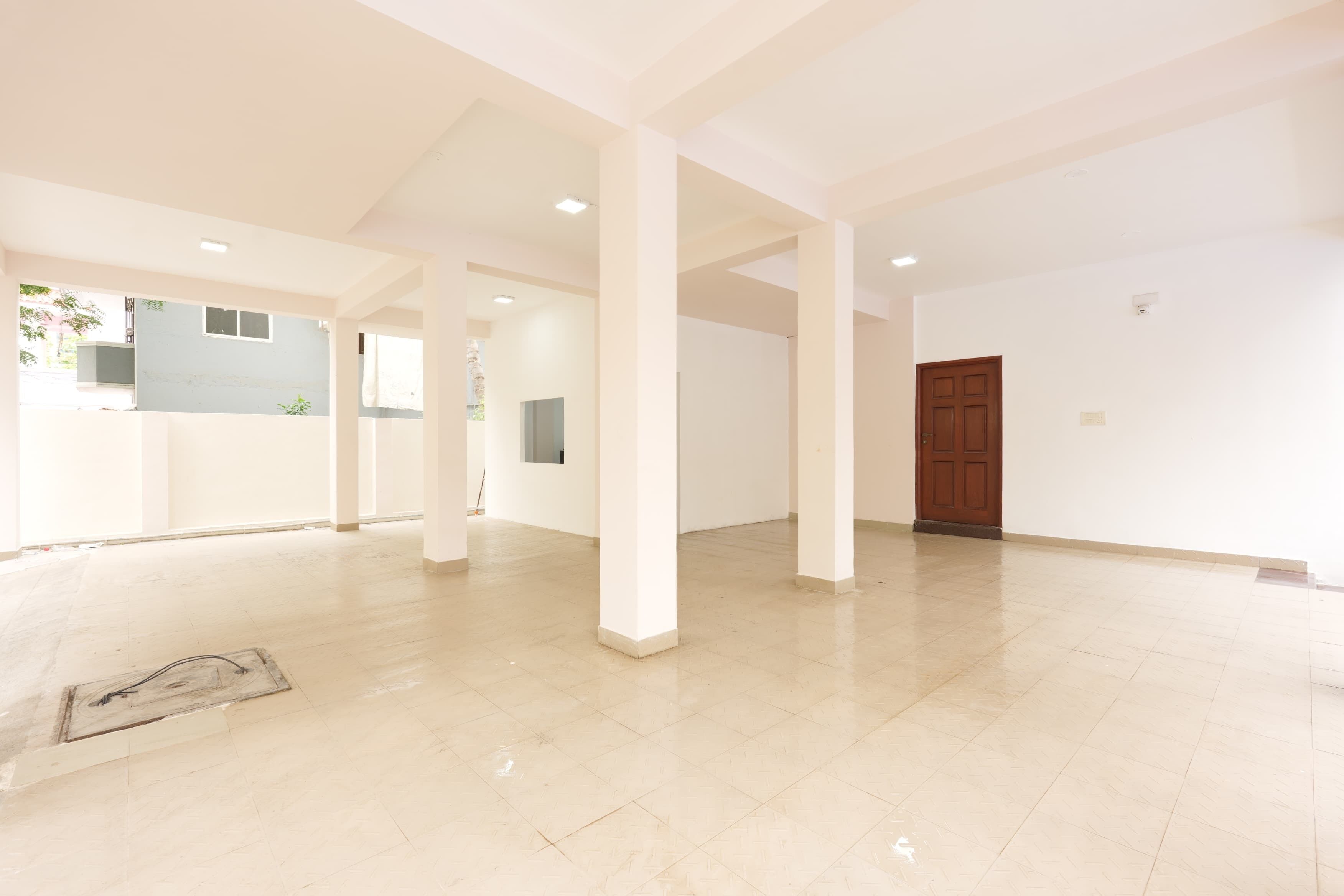 A spacious interior with high ceilings and a large open area.