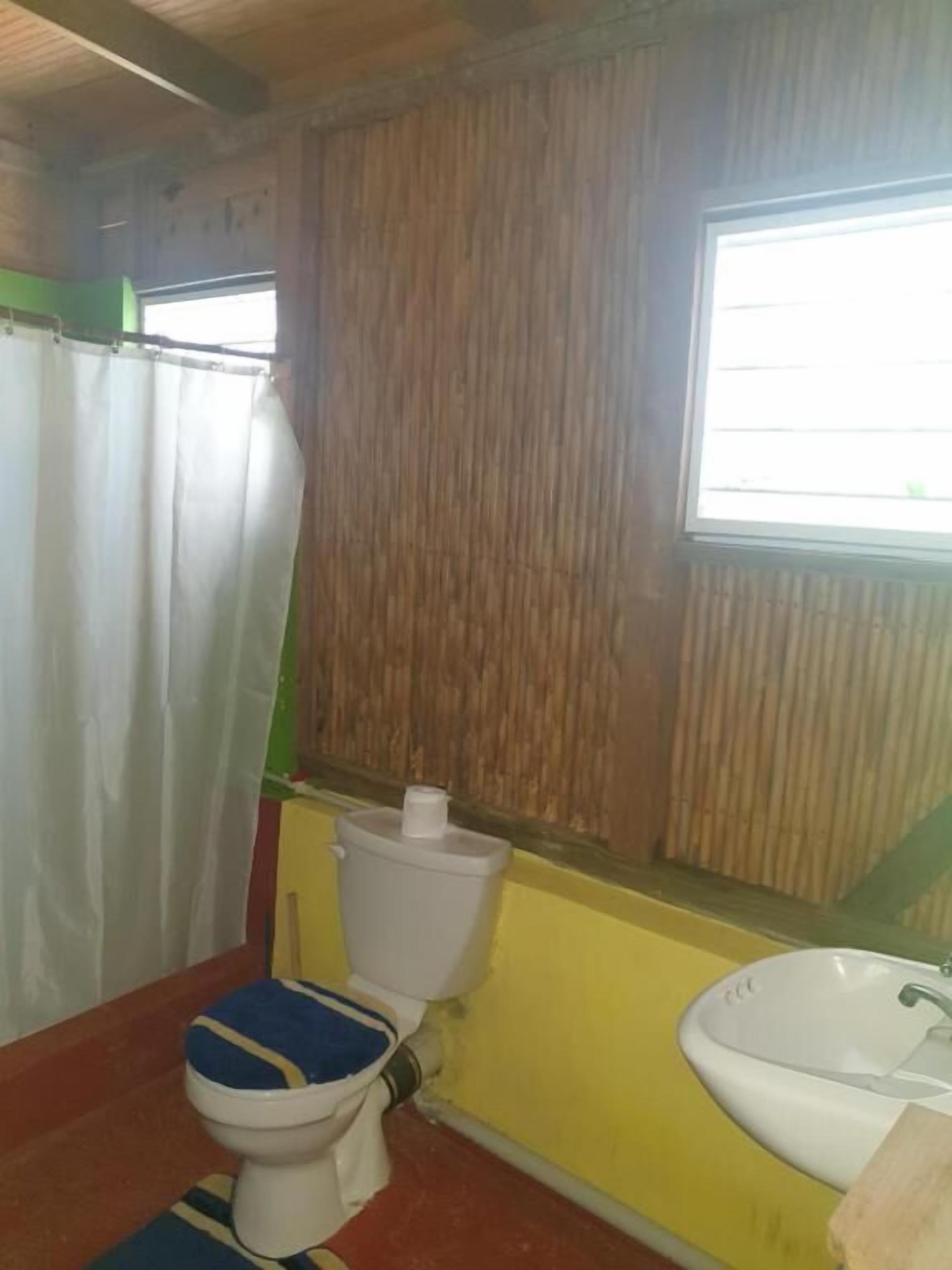 Shower, free toiletries, towels, soap