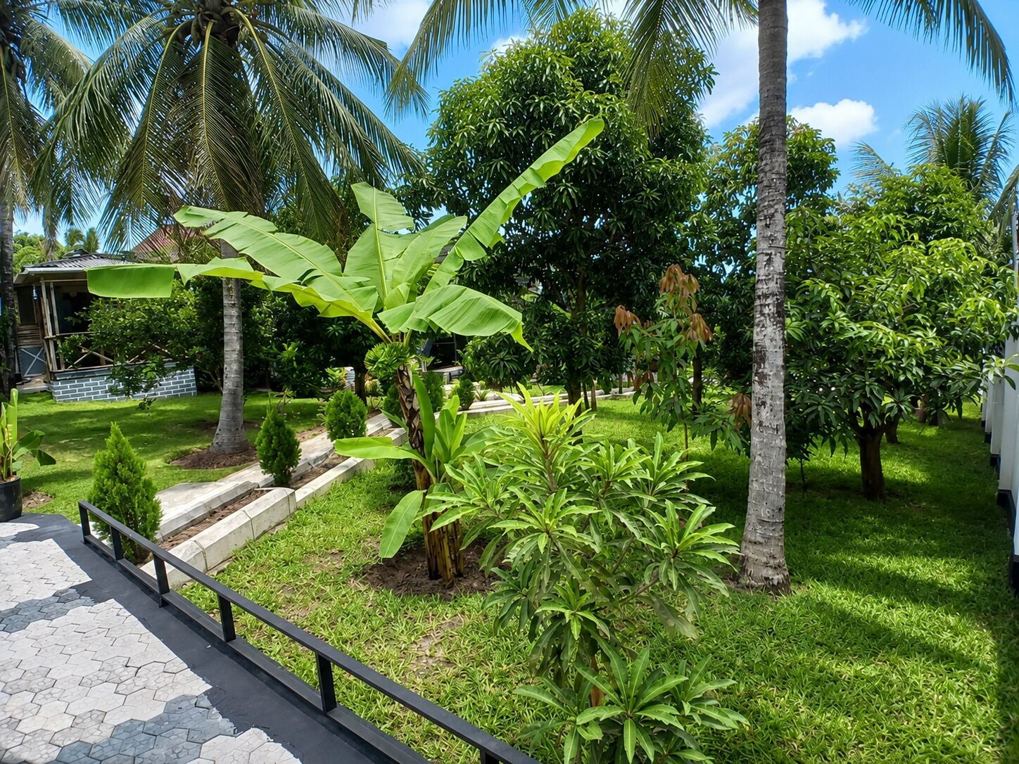 Apartment, Balkon, Gartenblick | Unterkunftsgelände