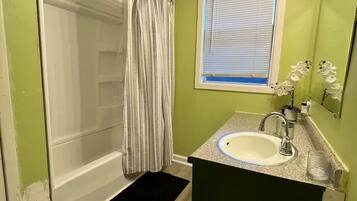 Shower, hair dryer, soap