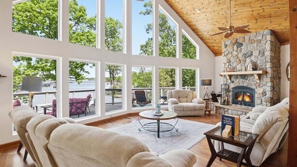 House, Multiple Beds (The Lodge at Sparkling Water) | Living area - Big Lakefront Lodge With Private Dock, 2 Slips, Game Room, Firepit & More at 11mm (Sunrise Beach)
