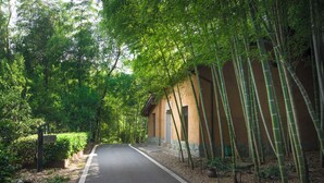 A paved pathway leading to a building with a traditional architectural style, surrounded by lush greenery and bamboo trees. - Haiyang Village Wildwood Resort Wuhan (Wuhan)