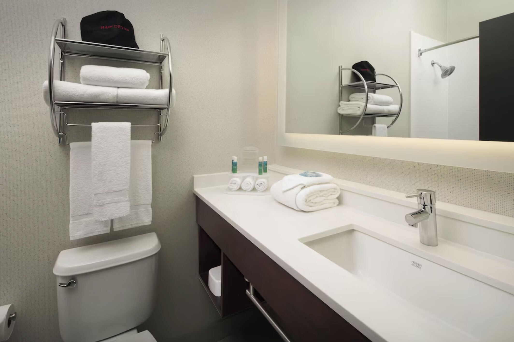 Hair dryer, towels