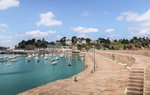 A harbor with boats, a stone quay, and buildings on a hillside. - Lovely apartment in binic-étables-sur-mer (Binic-Étables-Sur-Mer)