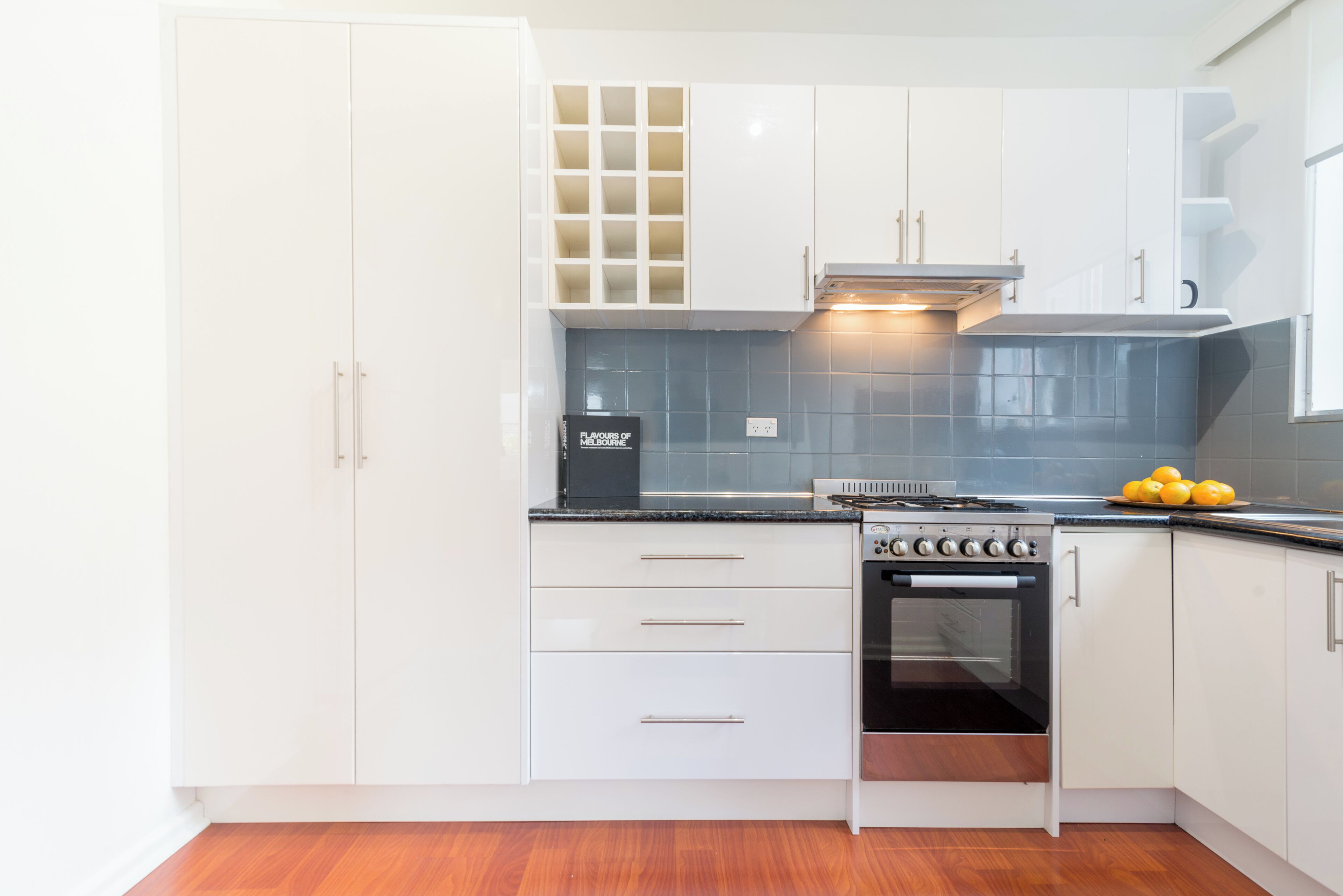 Fridge, microwave, stovetop, electric kettle