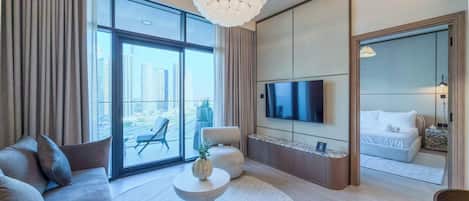 Appartement Deluxe, balcon, vue ville | Coin séjour