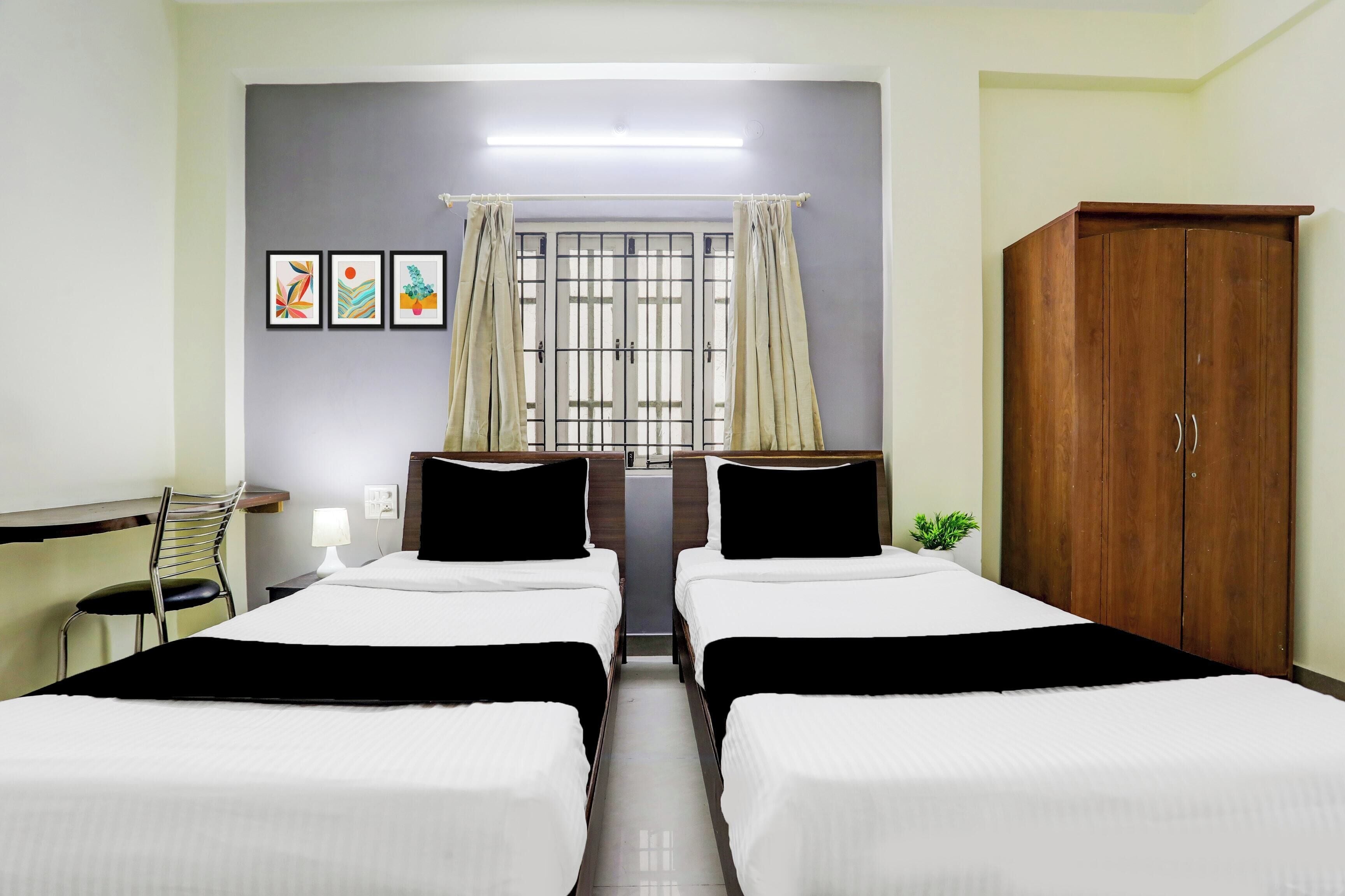 Desk, free WiFi, bed sheets