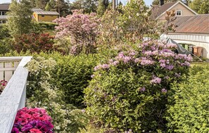 A garden with various flowering plants and a wooden bench. - 4 bedroom awesome home in Byglandsfjord (Byglandsfjord)