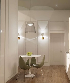 Apartamento Deluxe, vistas a la ciudad | Cocina privada | Máquina de café espresso, cafetera o tetera y hervidor eléctrico