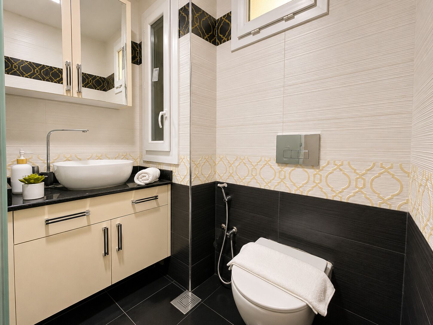Apartemen | Kamar mandi | Perlengkapan mandi gratis, pengering rambut, handuk, dan sabun