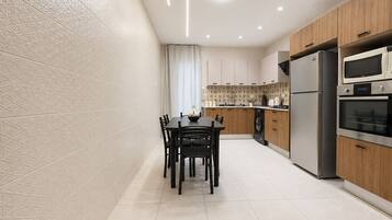 Apartment | Private kitchen | Fridge, microwave, oven, stovetop