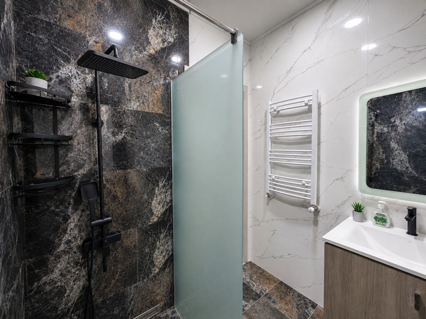 Apartemen | Kamar mandi | Perlengkapan mandi gratis, pengering rambut, handuk, dan sabun