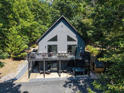 Ski & Golf Close A-Frame Chalet w/ Hot Tub + Sauna + Firepit + Game Room
