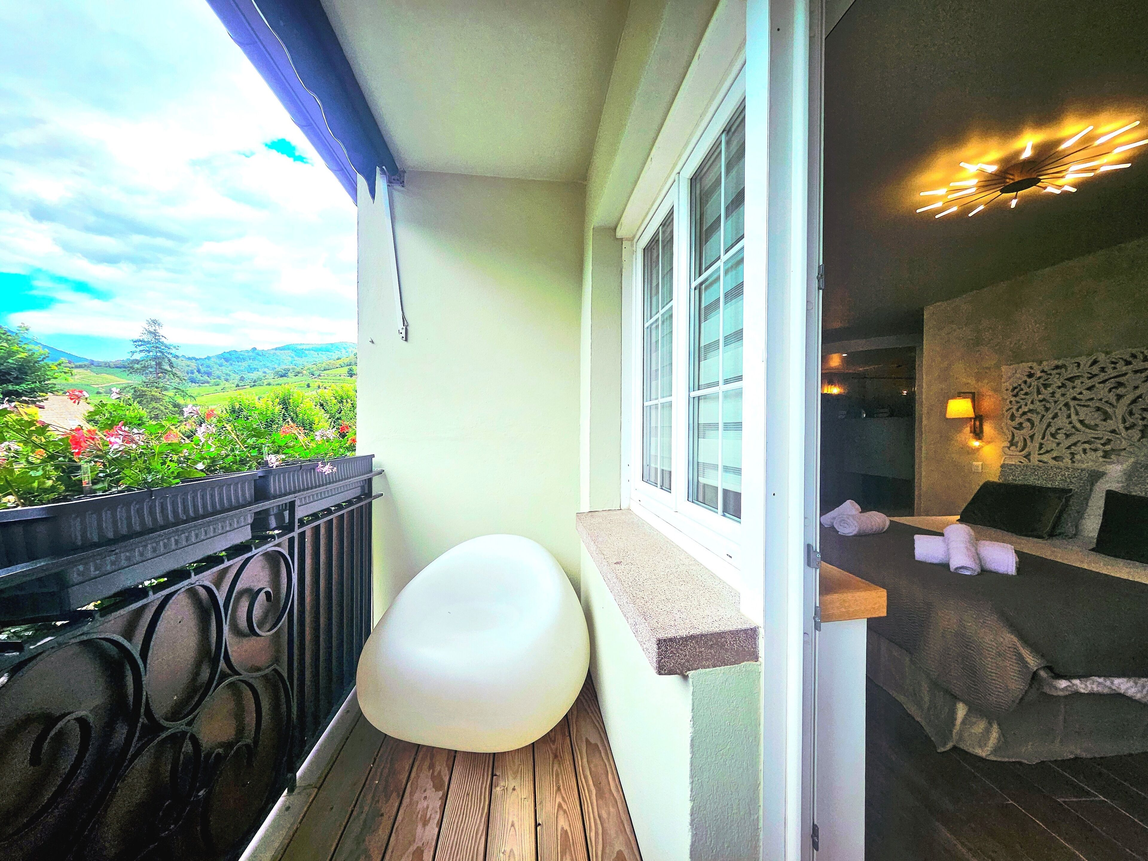 Quarto casal romântico, vista para o vinhedo | Terraço/pátio