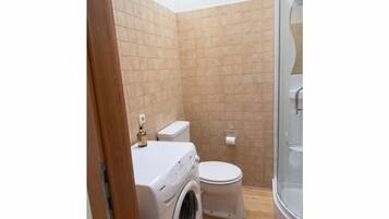 Een douche, een bidet, toiletpapier