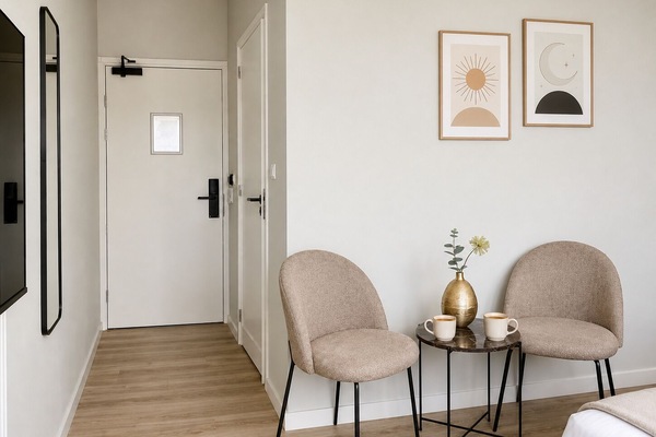 Cozy seating area to relax or enjoy a coffee.