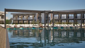 Outdoor pool, open 10:00 AM to 6:00 PM, pool umbrellas, sun loungers - Ananea Kalithea Hotel (Rhodes)