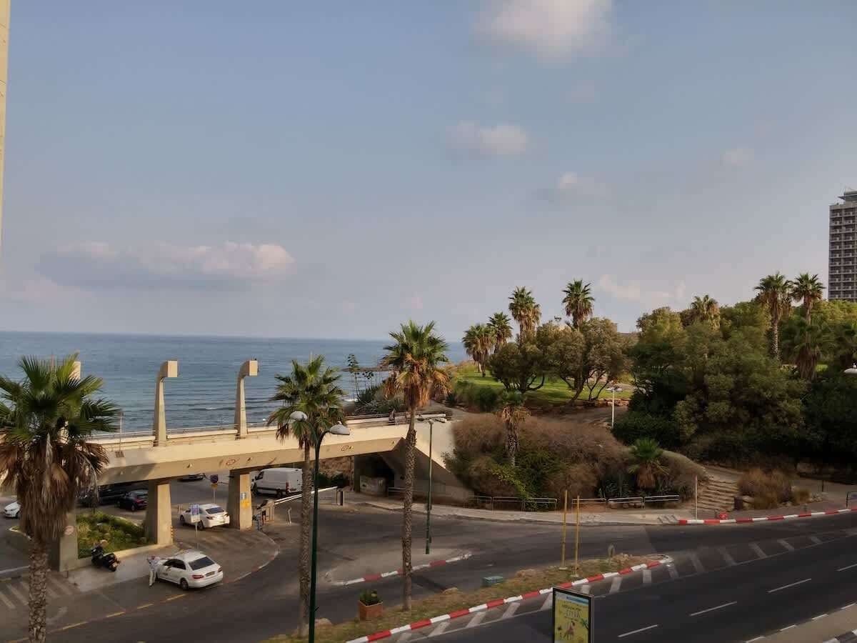 Une route côtière avec un pont, des palmiers et une vue sur la mer.