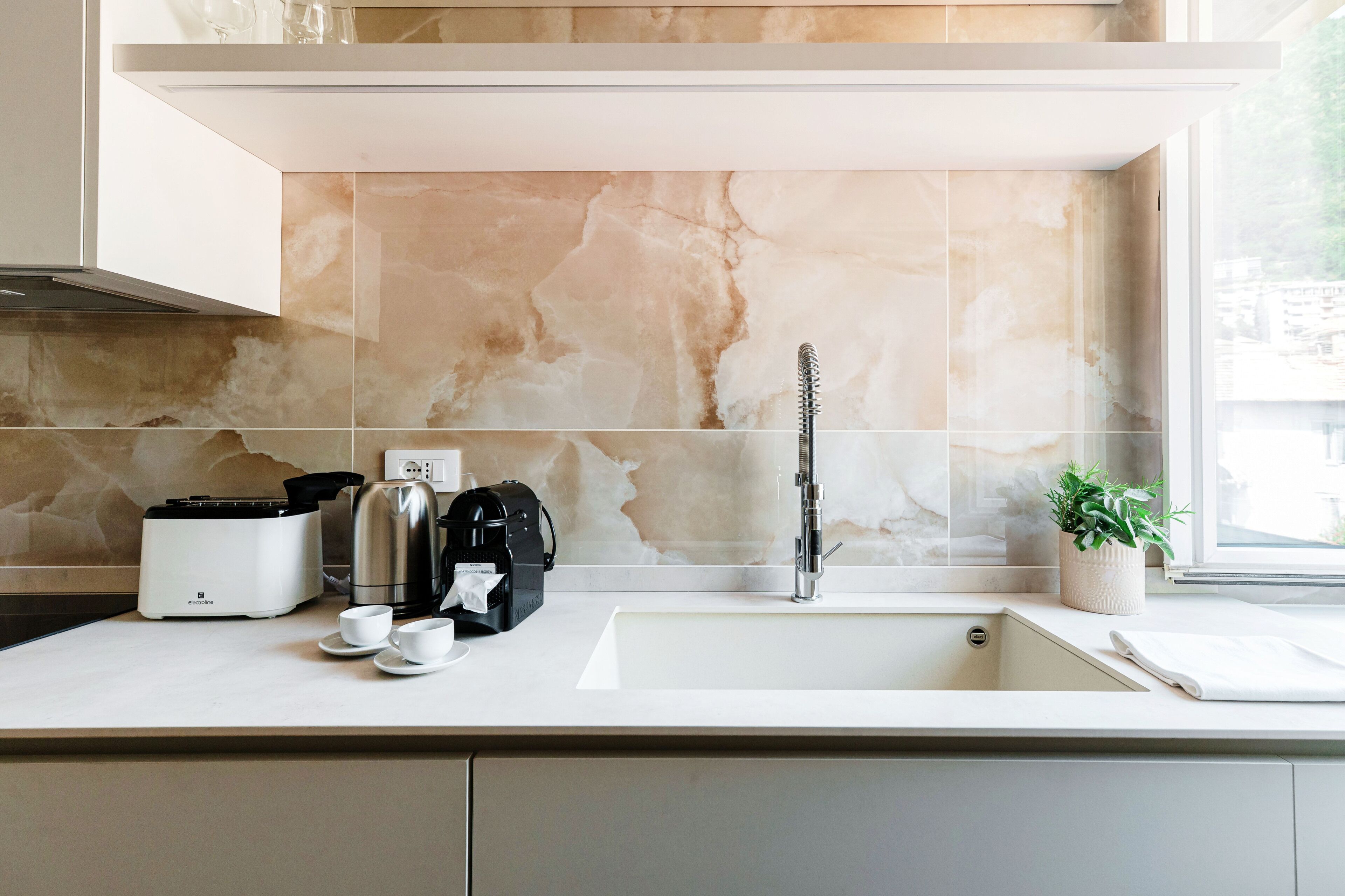 Apartment | Private kitchen | Espresso maker, full-size fridge, microwave, oven