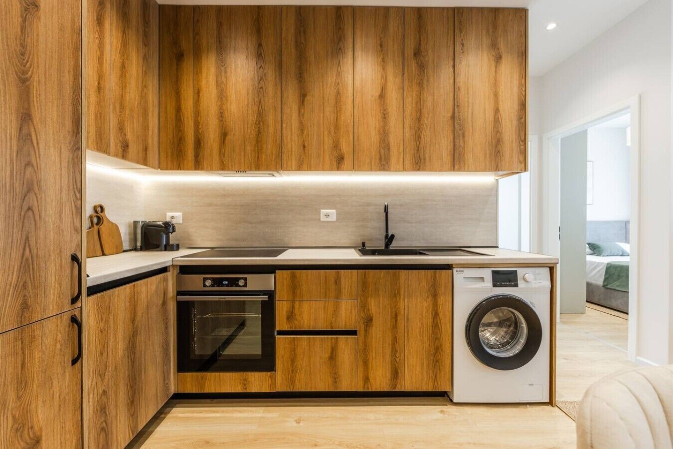 Refrigerador, horno, parrilla de estufa y tostadora 