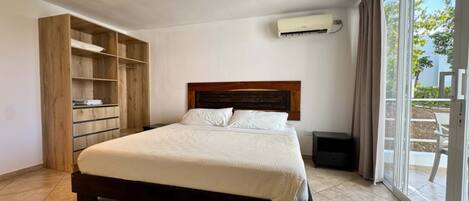 1 bedroom, desk, iron/ironing board, travel cot