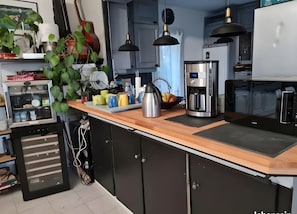 Fridge, microwave, electric kettle