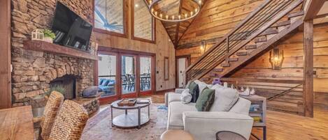 TV, fireplace, video games, stereo
