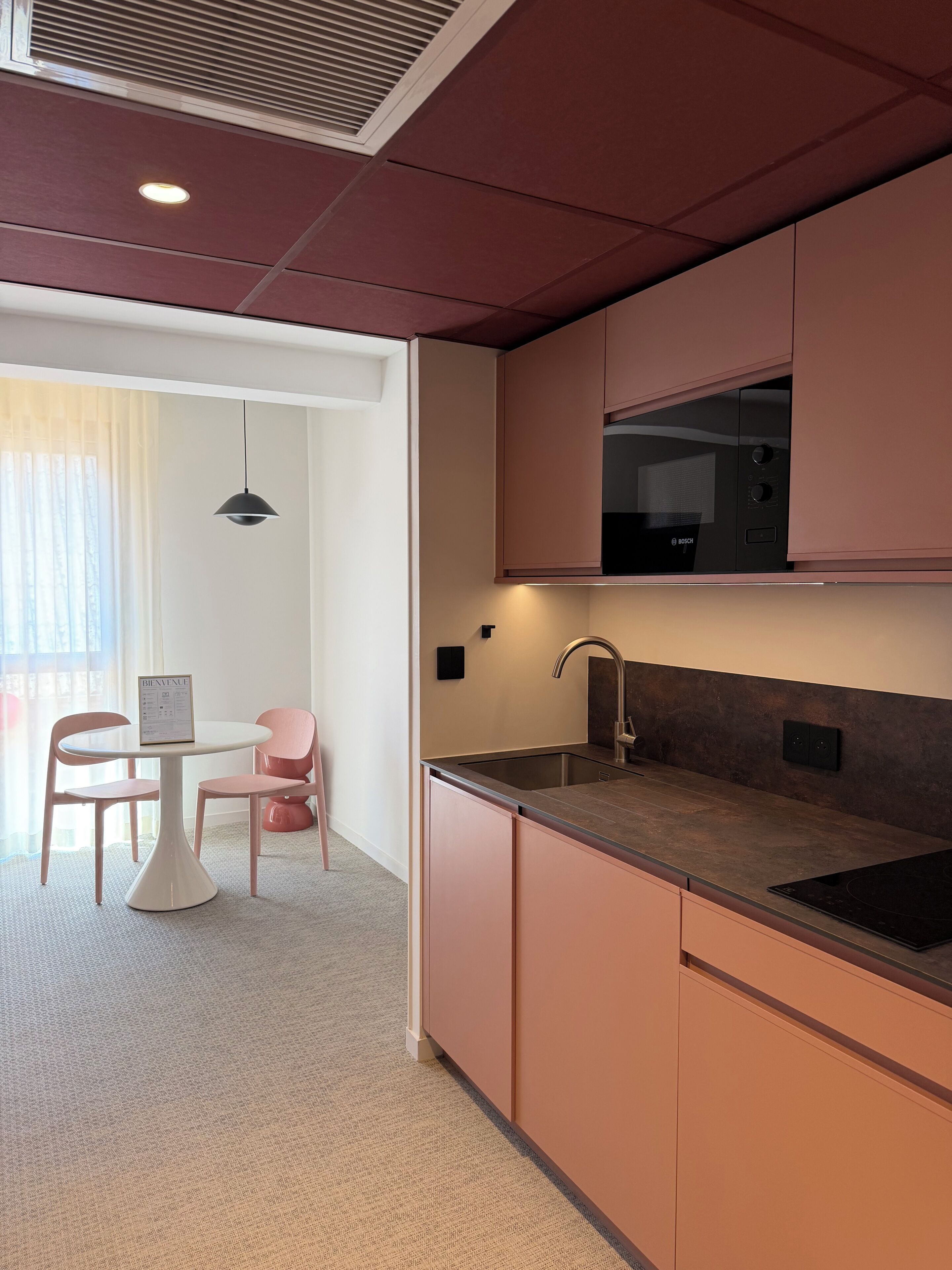 Standard Apartment, 1 Queen Bed, Mobility Accessible, Kitchen | Private kitchen | Fridge, shared microwave, stovetop, highchair