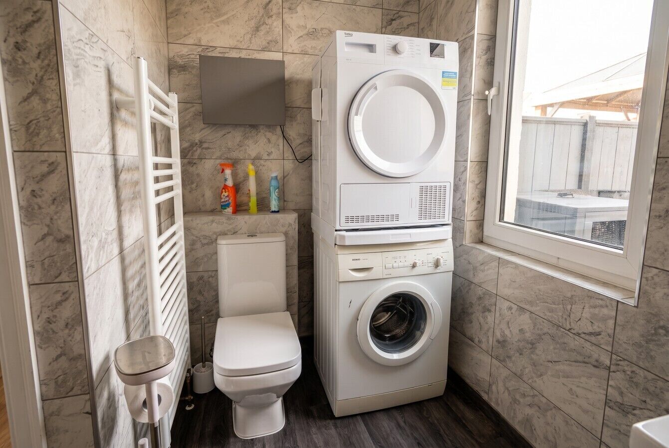 Hair dryer, towels