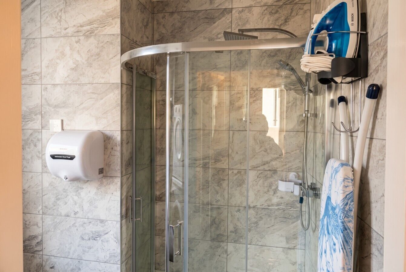 Hair dryer, towels