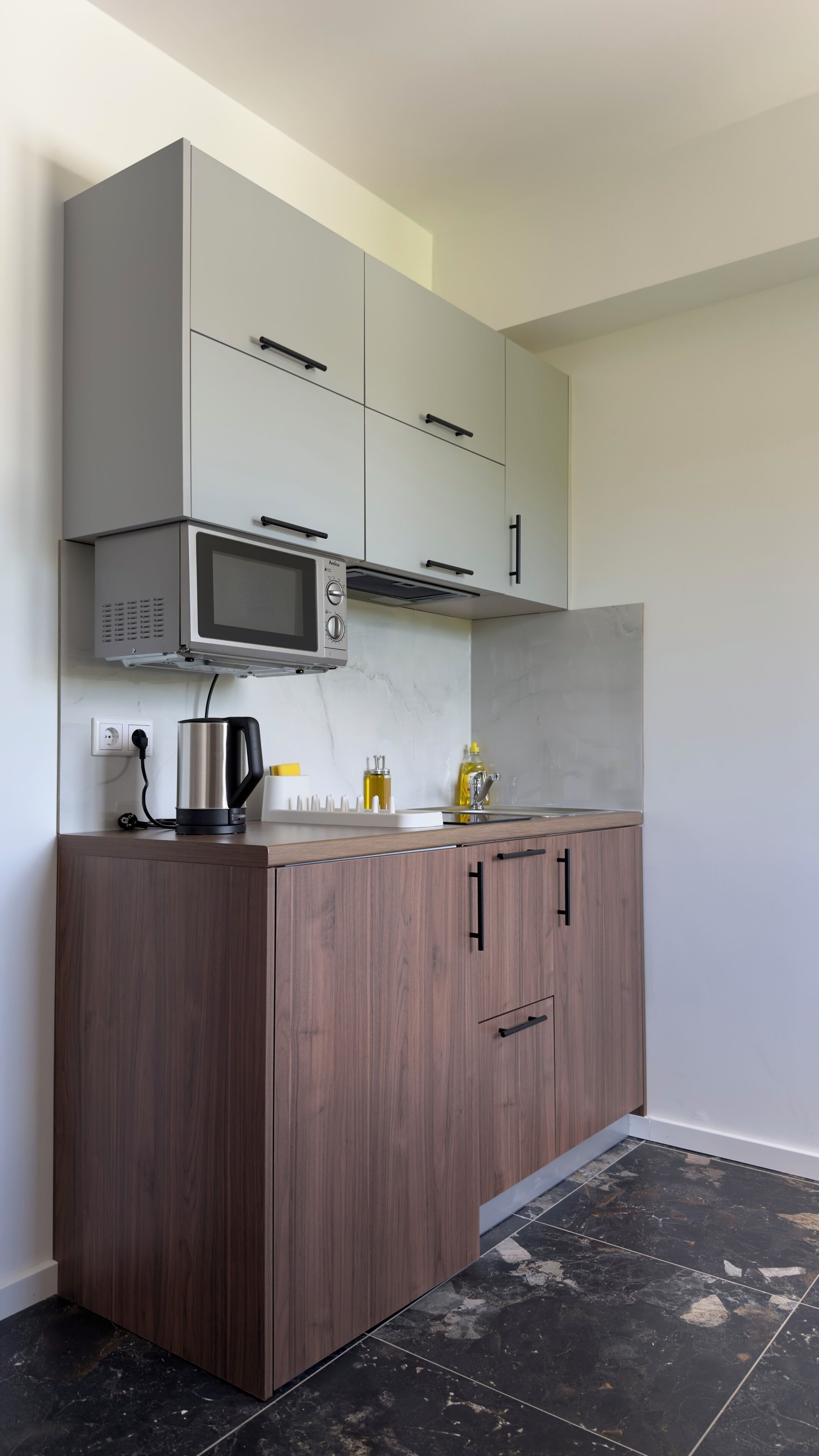 Apartamento | Cocina privada | Frigorífico, microondas, placa de cocina y hervidor eléctrico