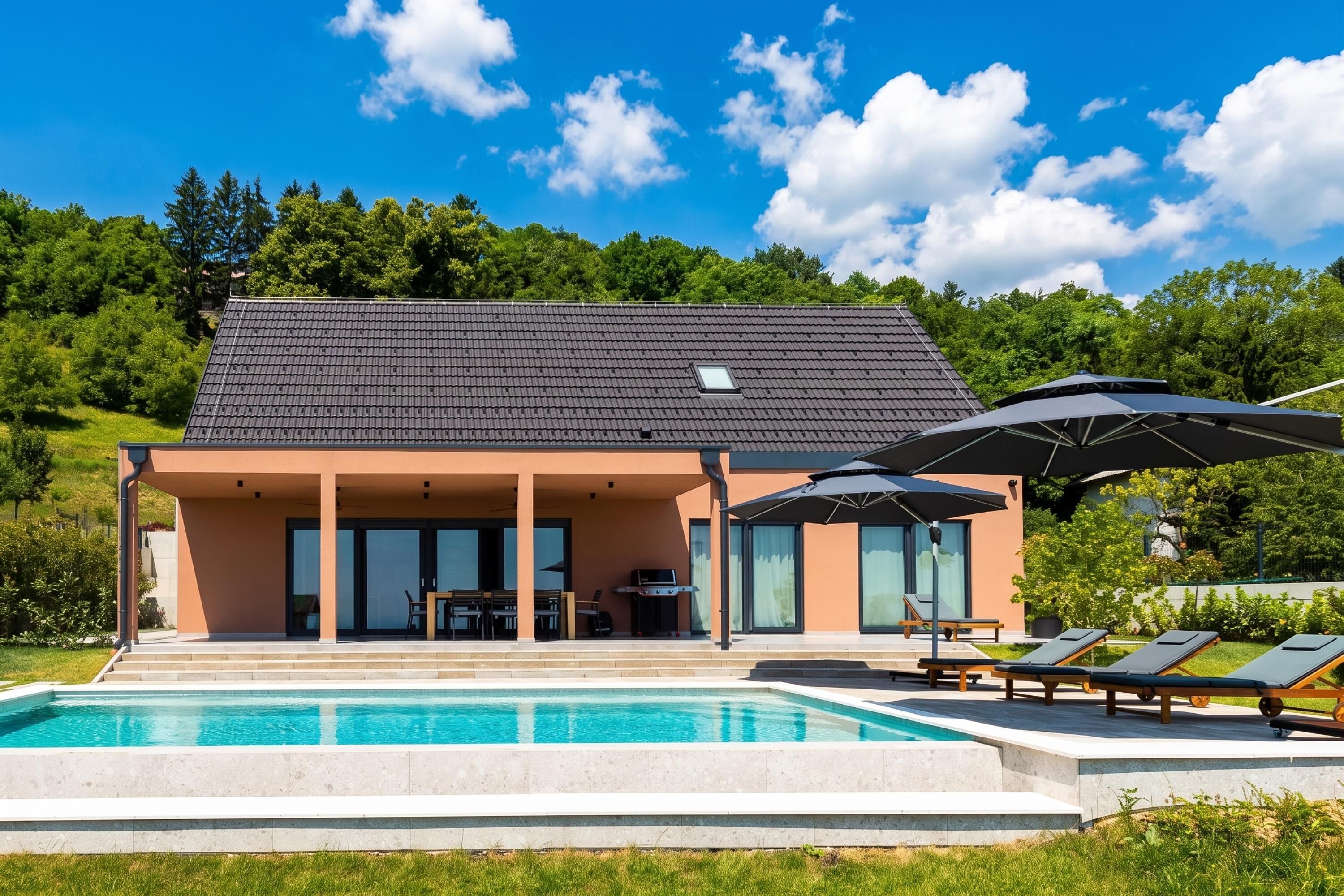 Family Villa, 3 Bedrooms, Balcony, Mountainside (Vineyard Panorama Villa With Pool And) | Pool | Seasonal outdoor pool