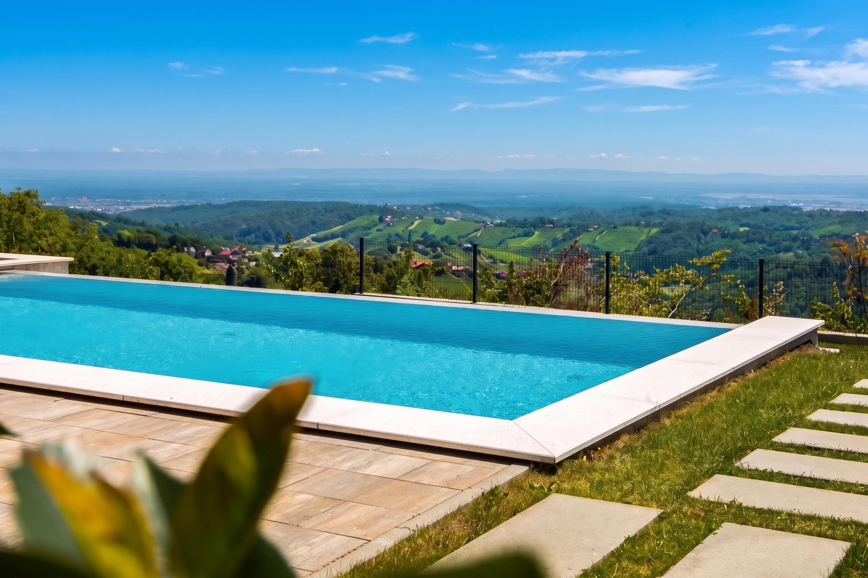 Villa familiar, 3 habitaciones, balcón, junto a la montaña (Vineyard Panorama Villa With Pool And) | Piscina | Una piscina al aire libre de temporada