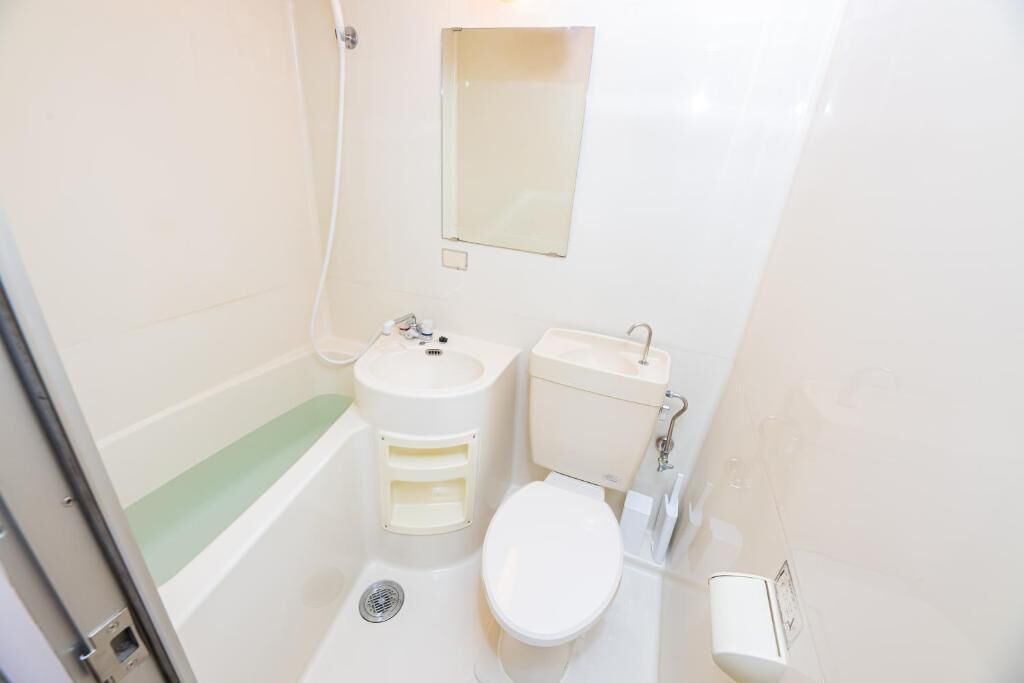 Combined shower/tub, free toiletries, hair dryer, towels